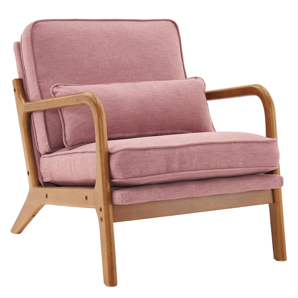 UBesGoo Modern Wood Club Chair Bronzing Cloth Fabric Upholstered Reading Accent Chair with Solid Wood Frame Brown