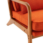 UBesGoo Modern Wood Club Chair Bronzing Cloth Fabric Upholstered Reading Accent Chair with Solid Wood Frame Brown