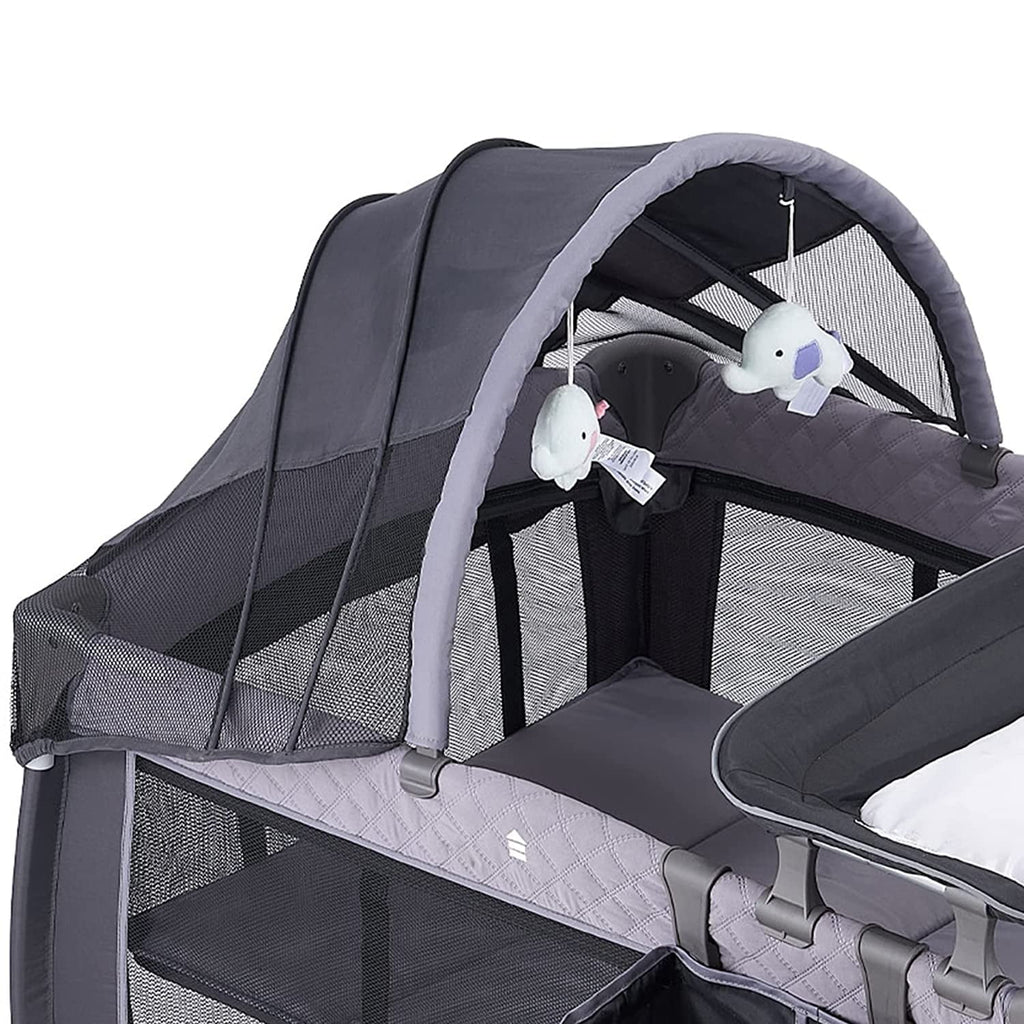 Pamo Babe Unisex Portable Baby Play Yard Include Wheels, Canopy, Changing Table for Newborn(Grey)