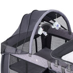 Pamo Babe Unisex Portable Baby Play Yard Include Wheels, Canopy, Changing Table for Newborn(Grey)