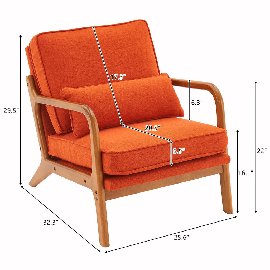 UBesGoo Modern Wood Club Chair Bronzing Cloth Fabric Upholstered Reading Accent Chair with Solid Wood Frame Brown