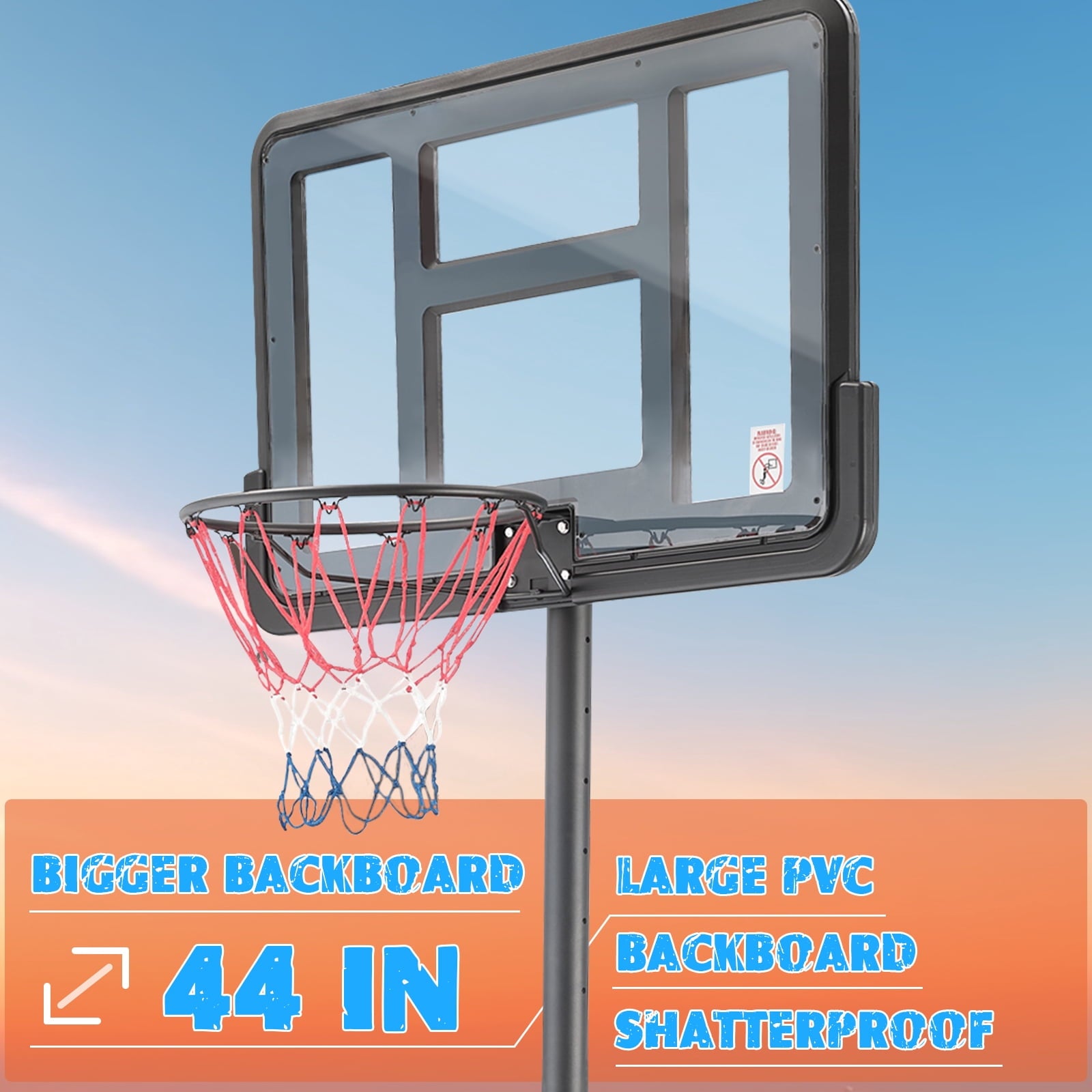 44 inch Outdoor Basketball Hoop Stand for Adults, SEGMART 4.9FT-10FT Height Adjustable Portable