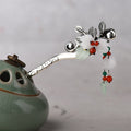 Buddha Stones Red Agate Flower Leaf Calm Confidence Tassel Hairpin