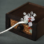 Buddha Stones Red Agate Flower Leaf Calm Confidence Tassel Hairpin