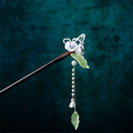 Buddha Stones Pearl Flower Leaf Butterfly Happiness Hairpin
