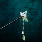 Buddha Stones Pearl Flower Leaf Butterfly Happiness Hairpin