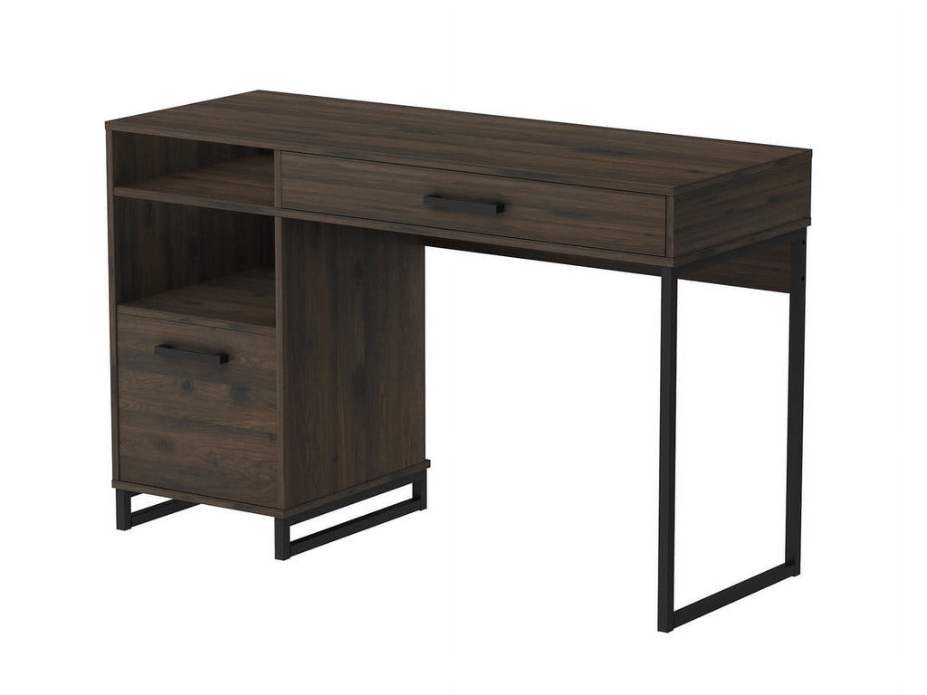 Mainstays Wood & Metal Writing Desk with 1 Drawer and 1 Door for Teen Adult,29.92 in, Natural Finish.