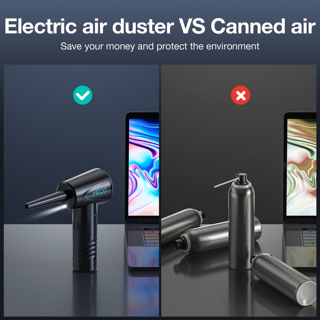 MECO Cordless Compressed Air Duster, Replaces Air Cans, 100000RPM Computer Keyboard Dust Cleaner Blower for Electronic