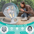 TEAYINGDE Baby Swing for Infants - APP Remote Bluetooth Control, 5 Speed Settings, 10 Lullabies, USB Plug (Gray)