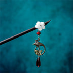 Buddha Stones Pearl Flower Leaf Butterfly Happiness Hairpin