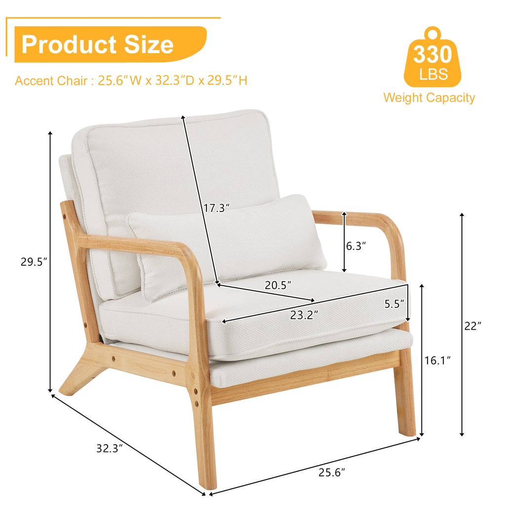 UBesGoo Modern Wood Club Chair Bronzing Cloth Fabric Upholstered Reading Accent Chair with Solid Wood Frame Brown