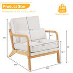 UBesGoo Modern Wood Club Chair Bronzing Cloth Fabric Upholstered Reading Accent Chair with Solid Wood Frame Brown