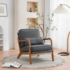 UBesGoo Modern Wood Club Chair Bronzing Cloth Fabric Upholstered Reading Accent Chair with Solid Wood Frame Brown