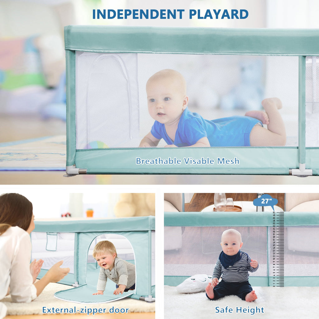 TEAYINGDE Baby Playpen Large Play Yard Fence for Toddlers,47"x47" Gray