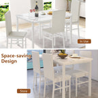 Dining Table Set for 4,  Wood Dine Table with 4 Velvet Chairs, Modern Kitchen Table Set for Home, Breakfast Nook, Cafeteria Dining Room, JA4366