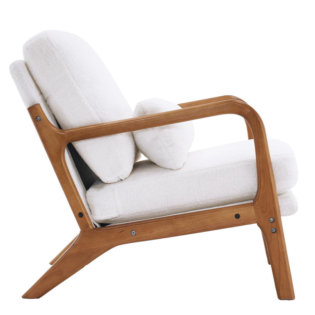 UBesGoo Modern Wood Club Chair Bronzing Cloth Fabric Upholstered Reading Accent Chair with Solid Wood Frame Brown