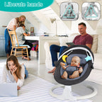 TEAYINGDE Baby Swing for Infants - APP Remote Bluetooth Control, 5 Speed Settings, 10 Lullabies, USB Plug (Gray)