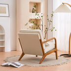 UBesGoo Modern Wood Club Chair Bronzing Cloth Fabric Upholstered Reading Accent Chair with Solid Wood Frame Brown
