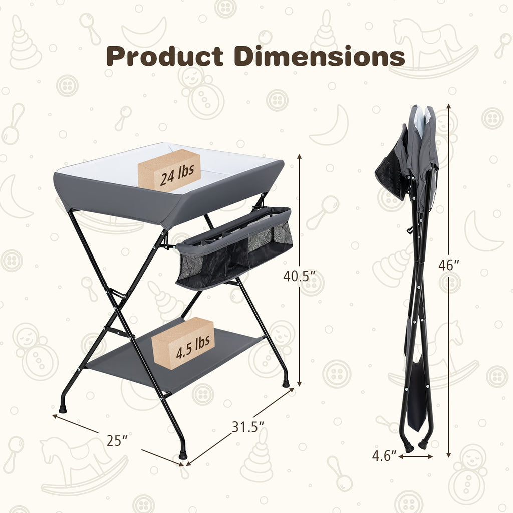 Costway Baby Infant Changing Table Folding Diaper Station Nursery with Storage Black