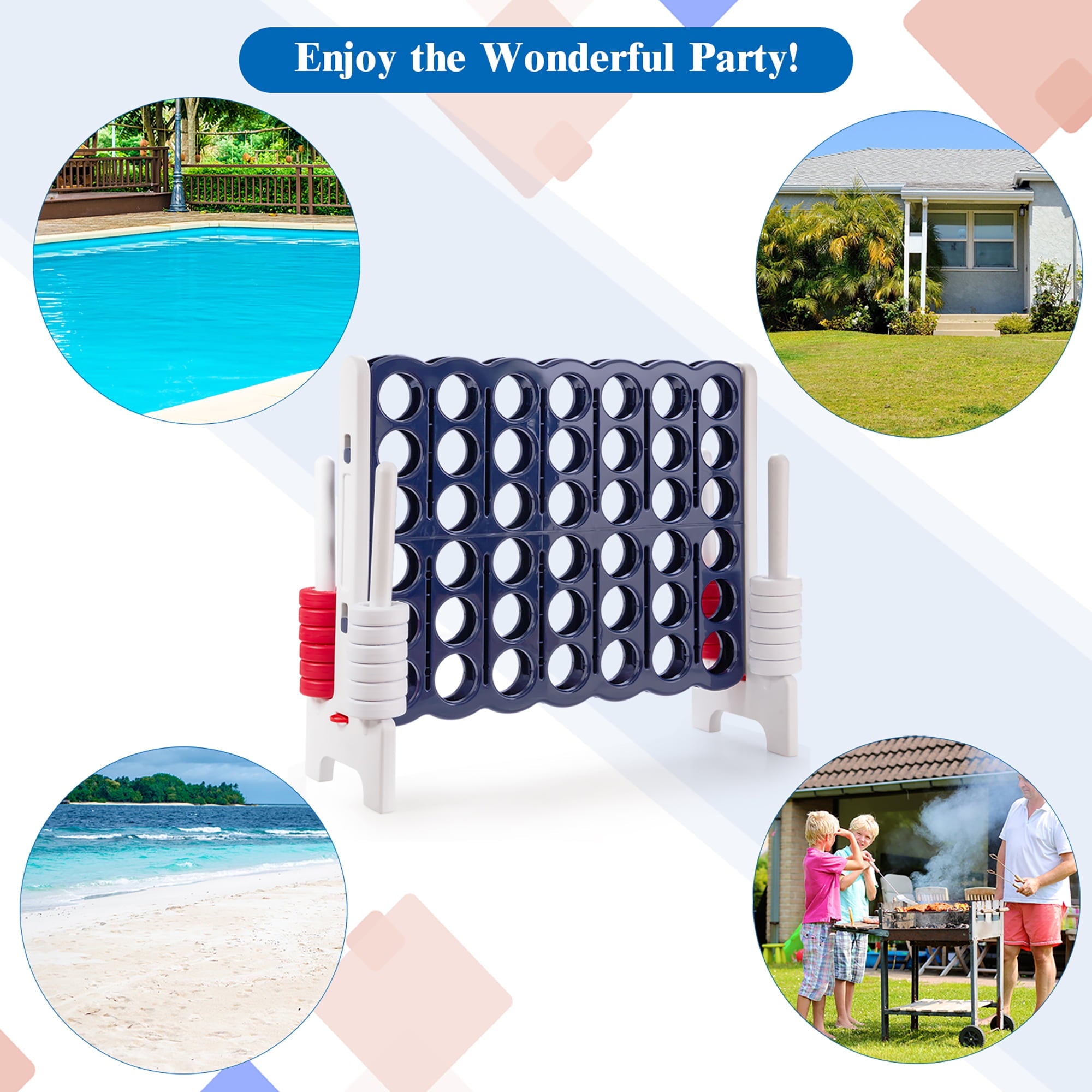 Costway Jumbo 4-to-Score 4 in A Row Giant Game Set Indoor Outdoor Adults Kids Family Fun