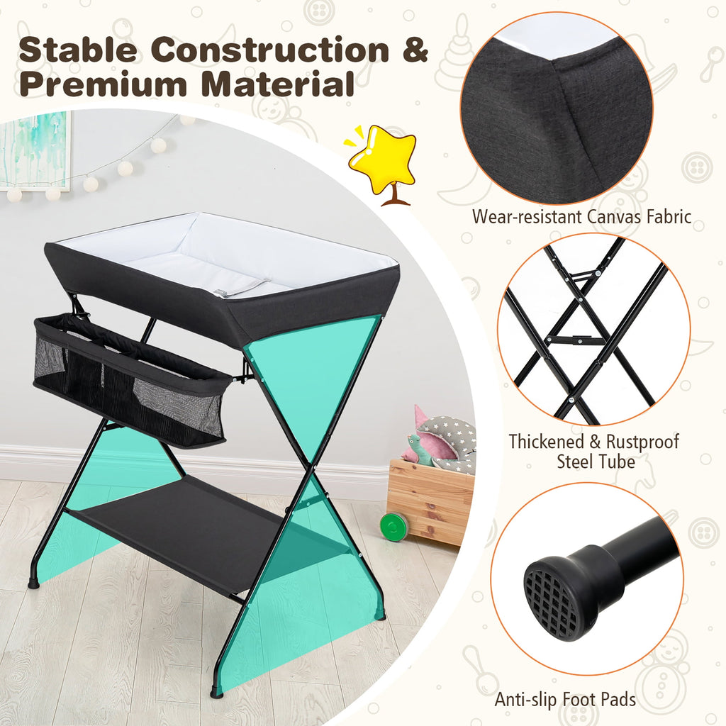 Costway Baby Infant Changing Table Folding Diaper Station Nursery with Storage Black