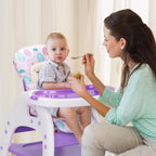 TOBBI 3 in 1 Baby High Chair Convertible Toddler Table Chair Set, Play Seat Booster with Feeding Tray, Adjustable Seat Back, Pink