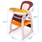 TOBBI 3 in 1 Baby High Chair Convertible Toddler Table Chair Set, Play Seat Booster with Feeding Tray, Adjustable Seat Back, Pink