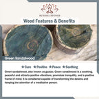 Buddha Stones Natural Green Sandalwood Lotus Flower Leaf Engraved Soothing Comb