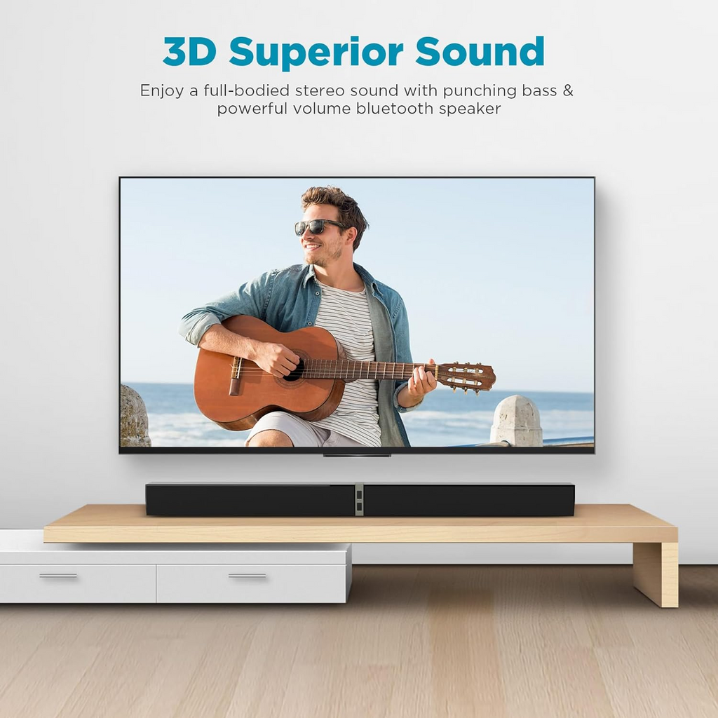 VEAT00L 2.1ch Sound Bars for TV, Soundbar with Subwoofer, Wired & Wireless Bluetooth 5.0 3D Surround Speakers, Optical/HDMI/AUX/RCA/USB Connection, Wall Mountable, Remote Control