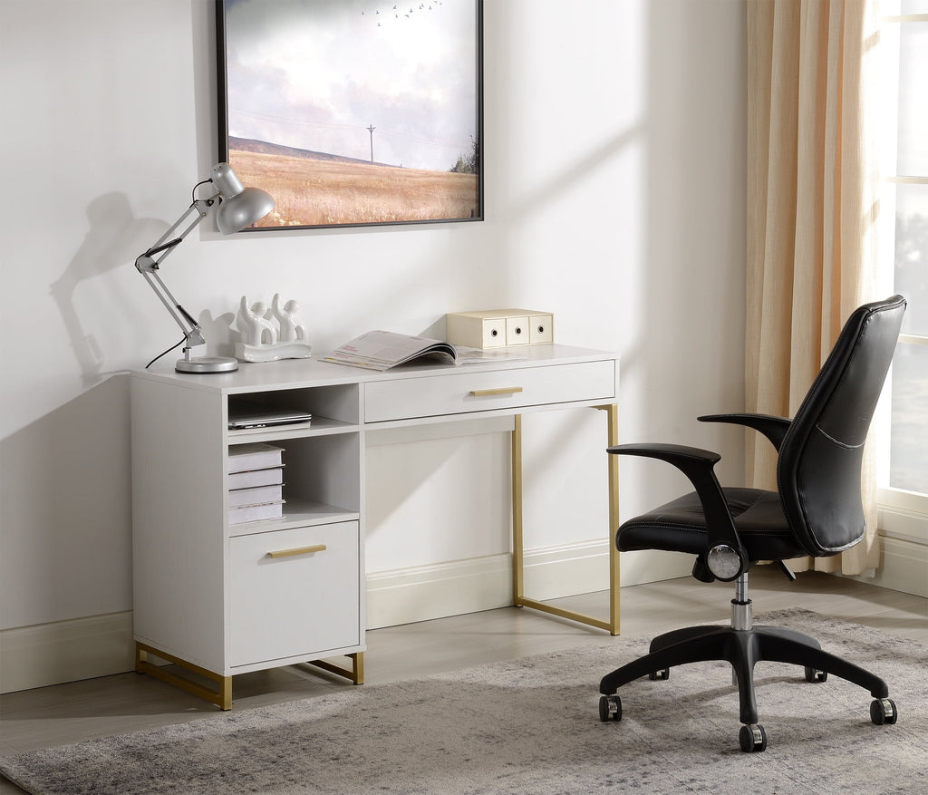 Mainstays Wood & Metal Writing Desk with 1 Drawer and 1 Door for Teen Adult,29.92 in, Natural Finish.