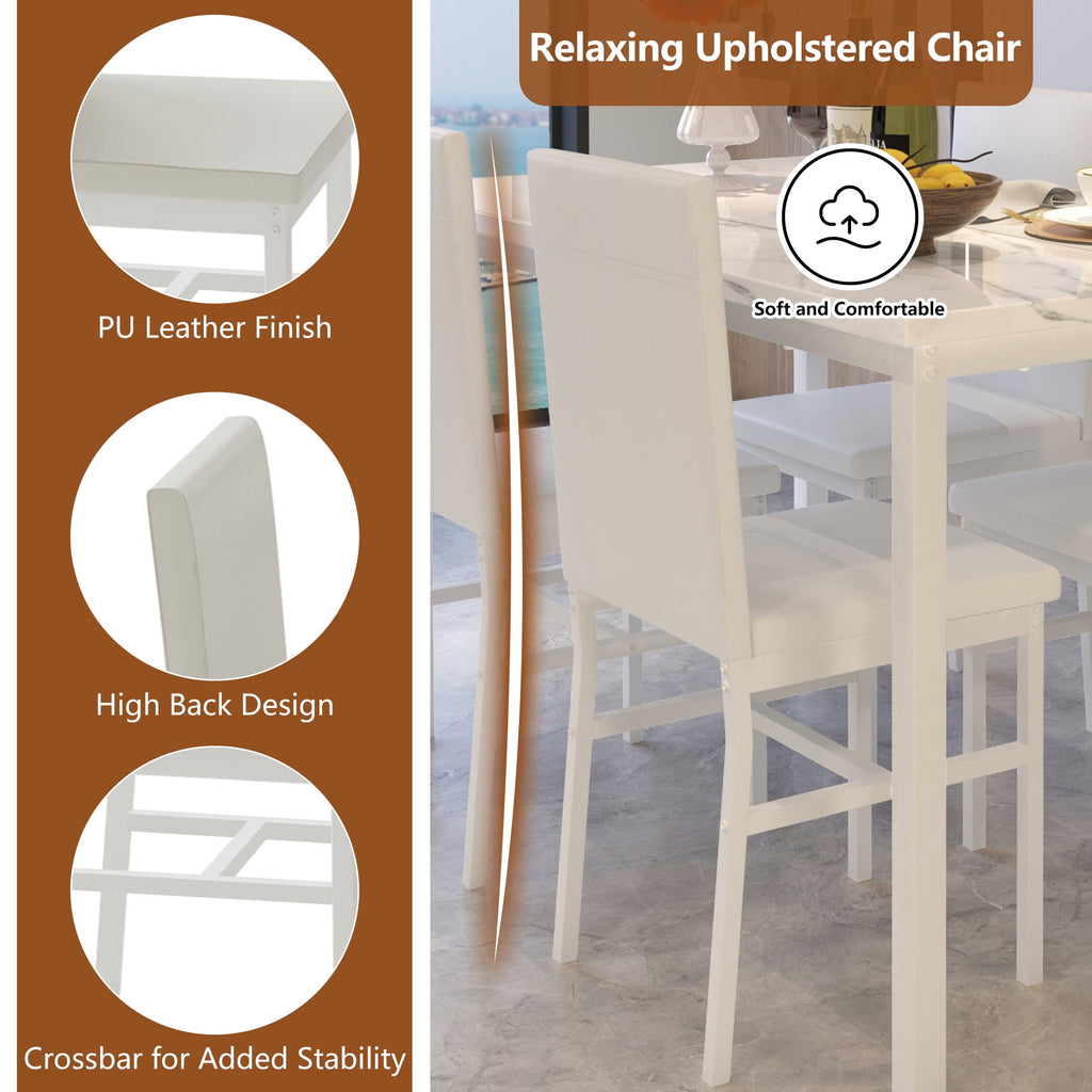 Dining Table Set for 4,  Wood Dine Table with 4 Velvet Chairs, Modern Kitchen Table Set for Home, Breakfast Nook, Cafeteria Dining Room, JA4366