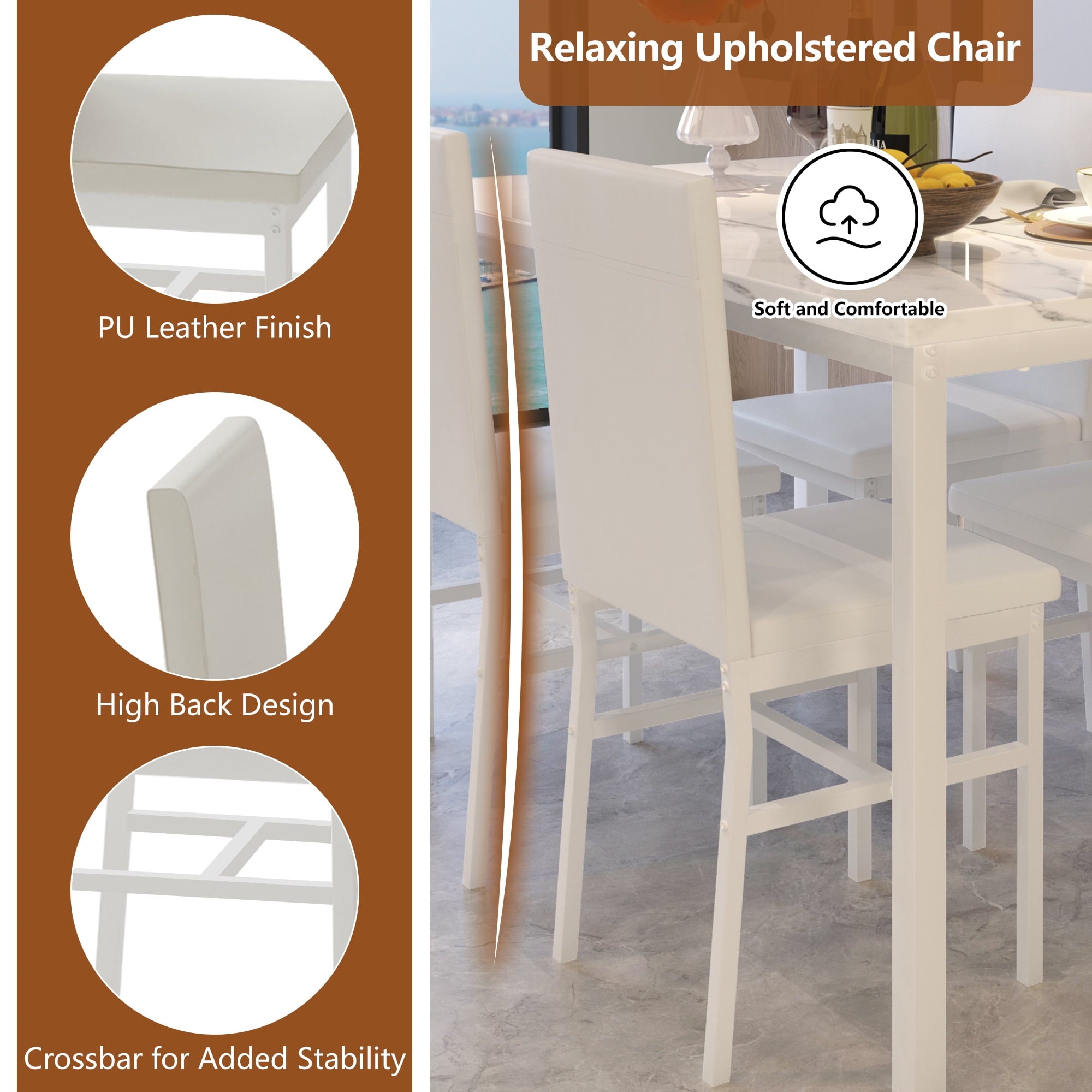 Dining Table Set for 4,  Wood Dine Table with 4 Velvet Chairs, Modern Kitchen Table Set for Home, Breakfast Nook, Cafeteria Dining Room, JA4366