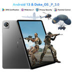 Tablet Blackview Tab 70 Wifi 10 inch Tablet 64GB ROM 8GB RAM Android 13, Google GMS Widevine L1 WiFi 6 Tablet for Kids with Case, Gray