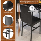 Dining Table Set for 4,  Wood Dine Table with 4 Velvet Chairs, Modern Kitchen Table Set for Home, Breakfast Nook, Cafeteria Dining Room, JA4366