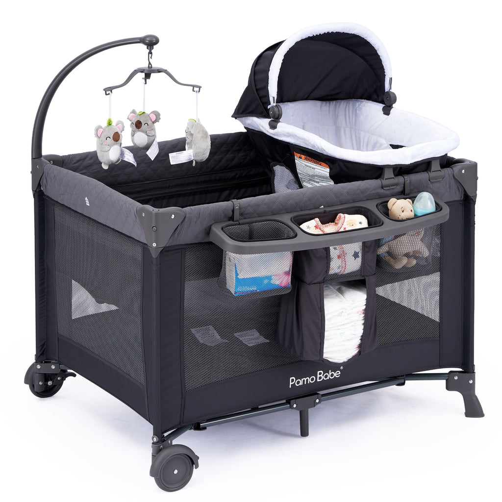 Pamo Babe Unisex Nursery Center Baby Playard with Bassinet & Changing Table, 0-36 Months