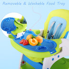 TOBBI 3 in 1 Baby High Chair Convertible Toddler Table Chair Set, Play Seat Booster with Feeding Tray, Adjustable Seat Back, Pink