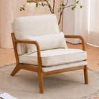 UBesGoo Modern Wood Club Chair Bronzing Cloth Fabric Upholstered Reading Accent Chair with Solid Wood Frame Brown