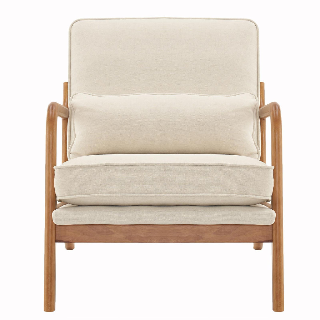 UBesGoo Modern Wood Club Chair Bronzing Cloth Fabric Upholstered Reading Accent Chair with Solid Wood Frame Brown