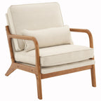 UBesGoo Modern Wood Club Chair Bronzing Cloth Fabric Upholstered Reading Accent Chair with Solid Wood Frame Brown