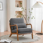 UBesGoo Modern Wood Club Chair Bronzing Cloth Fabric Upholstered Reading Accent Chair with Solid Wood Frame Brown