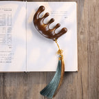 Buddha Stones Simple Green Sandalwood Soothing Tassel Massage Comb