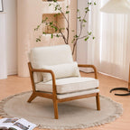 UBesGoo Modern Wood Club Chair Bronzing Cloth Fabric Upholstered Reading Accent Chair with Solid Wood Frame Brown