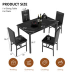 Dining Table Set for 4,  Wood Dine Table with 4 Velvet Chairs, Modern Kitchen Table Set for Home, Breakfast Nook, Cafeteria Dining Room, JA4366