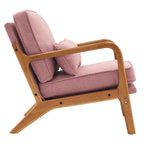 UBesGoo Modern Wood Club Chair Bronzing Cloth Fabric Upholstered Reading Accent Chair with Solid Wood Frame Brown