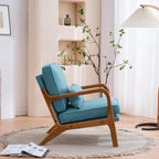 UBesGoo Modern Wood Club Chair Bronzing Cloth Fabric Upholstered Reading Accent Chair with Solid Wood Frame Brown