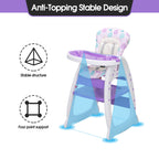 TOBBI 3 in 1 Baby High Chair Convertible Toddler Table Chair Set, Play Seat Booster with Feeding Tray, Adjustable Seat Back, Pink