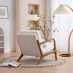 UBesGoo Modern Wood Club Chair Bronzing Cloth Fabric Upholstered Reading Accent Chair with Solid Wood Frame Brown