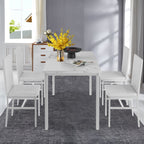 Dining Table Set for 4,  Wood Dine Table with 4 Velvet Chairs, Modern Kitchen Table Set for Home, Breakfast Nook, Cafeteria Dining Room, JA4366
