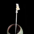 Buddha Stones 925 Sterling Silver Hetian White Jade Flower Blessing Hairpin