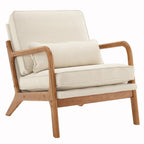 UBesGoo Modern Wood Club Chair Bronzing Cloth Fabric Upholstered Reading Accent Chair with Solid Wood Frame Brown